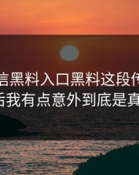 别急着信黑料入口黑料这段传播把话说透后我有点意外到底是真是假？