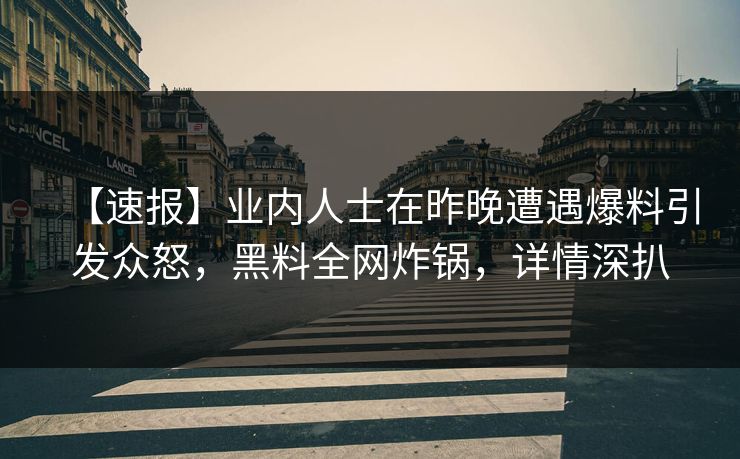 【速报】业内人士在昨晚遭遇爆料引发众怒,黑料全网炸锅,详情深扒 【速报】业内人士在昨晚遭遇爆料引发众怒,黑料全网炸锅,详情深扒