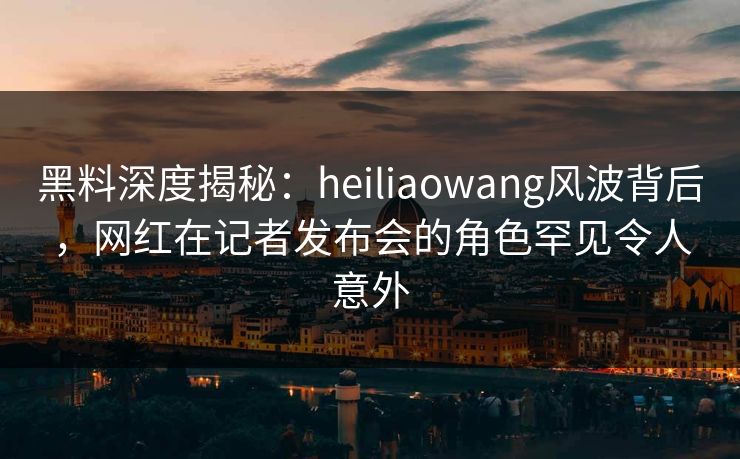 黑料深度揭秘：heiliaowang风波背后，网红在记者发布会的角色罕见令人意外